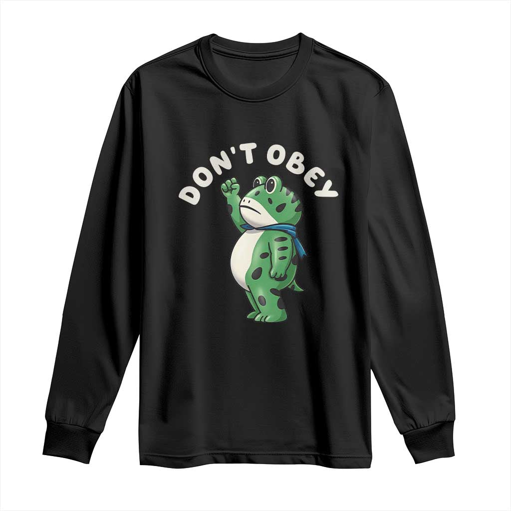 Portland Frog Long Sleeve Shirt Don't Obey Inflatable Costume Protest - Print Your Wear