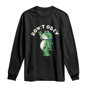 Portland Frog Long Sleeve Shirt Don't Obey Inflatable Costume Protest - Print Your Wear