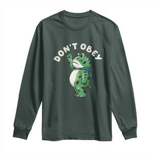 Portland Frog Long Sleeve Shirt Don't Obey Inflatable Costume Protest - Print Your Wear