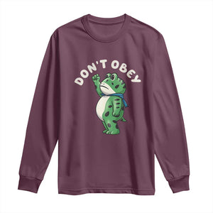 Portland Frog Long Sleeve Shirt Don't Obey Inflatable Costume Protest - Print Your Wear