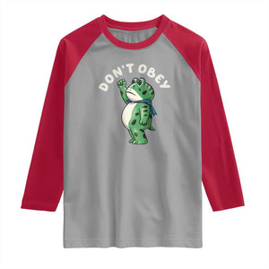 Portland Frog Raglan Shirt Don't Obey Inflatable Costume Protest - Print Your Wear
