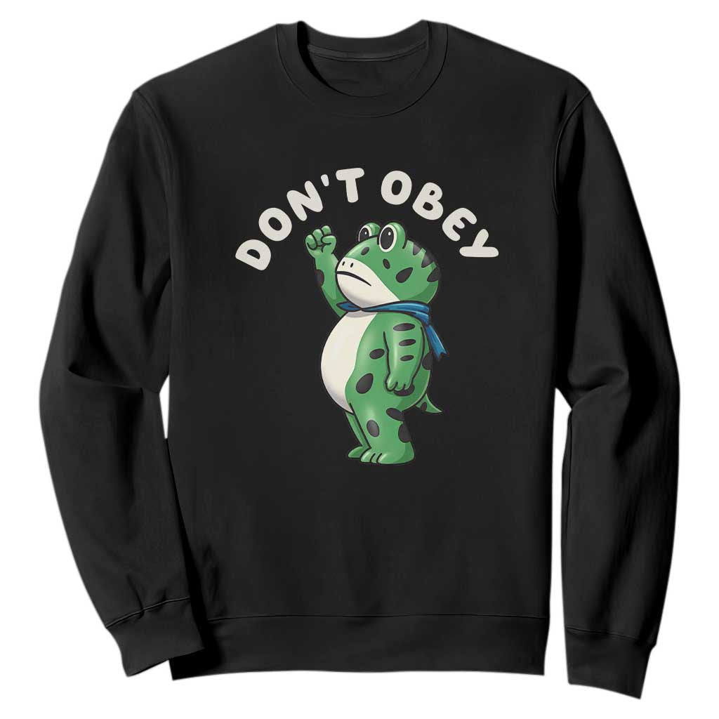 Portland Frog Sweatshirt Don't Obey Inflatable Costume Protest - Print Your Wear