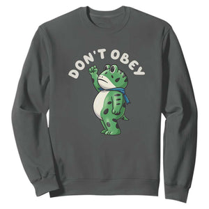 Portland Frog Sweatshirt Don't Obey Inflatable Costume Protest - Print Your Wear