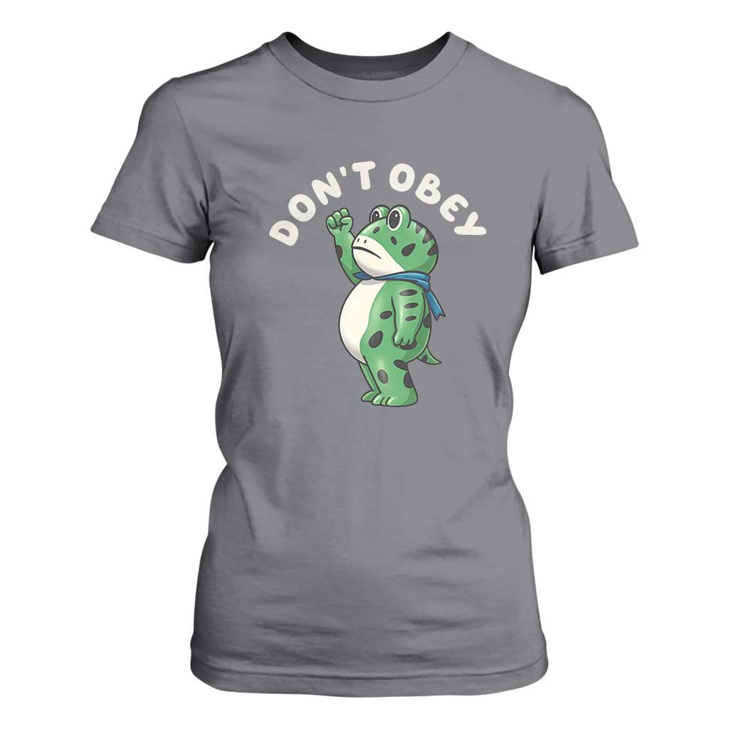 Portland Frog T Shirt For Women Don't Obey Inflatable Costume Protest TS10 Charcoal Print Your Wear