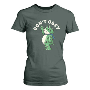 Portland Frog T Shirt For Women Don't Obey Inflatable Costume Protest TS10 Dark Forest Green Print Your Wear