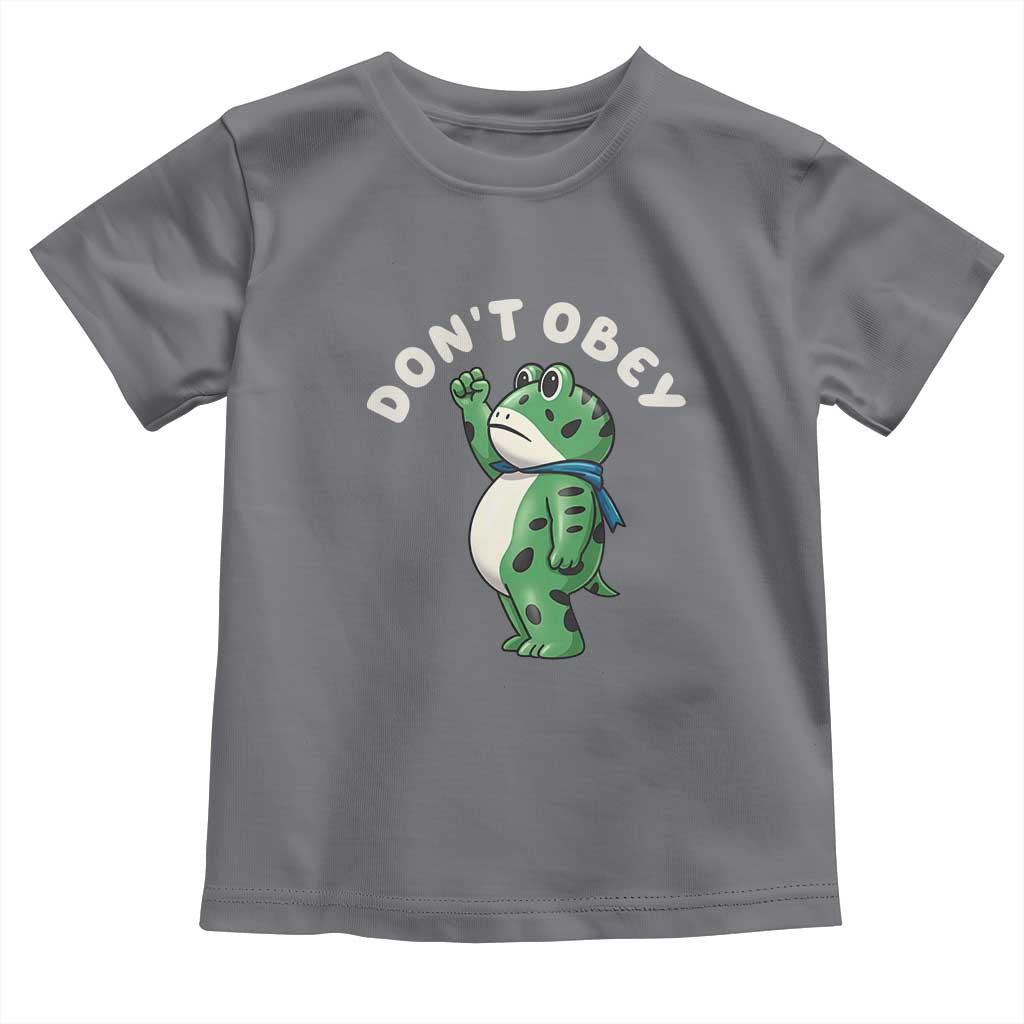 Portland Frog Toddler T Shirt Don't Obey Inflatable Costume Protest TS10 Charcoal Print Your Wear