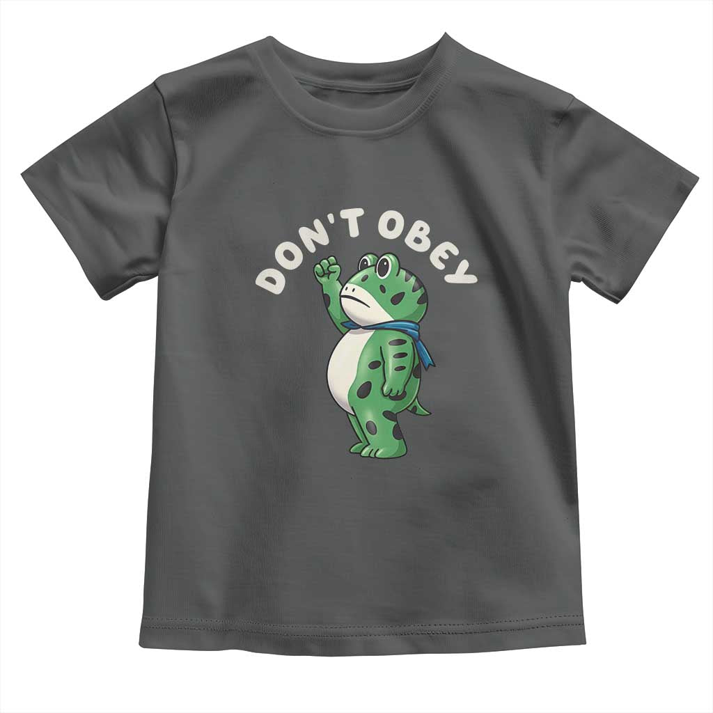 Portland Frog Toddler T Shirt Don't Obey Inflatable Costume Protest TS10 Dark Heather Print Your Wear