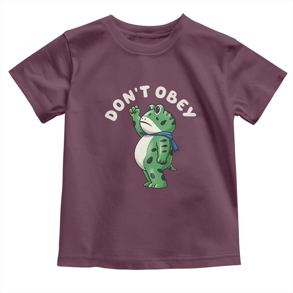 Portland Frog Toddler T Shirt Don't Obey Inflatable Costume Protest TS10 Maroon Print Your Wear