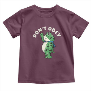 Portland Frog Toddler T Shirt Don't Obey Inflatable Costume Protest TS10 Maroon Print Your Wear