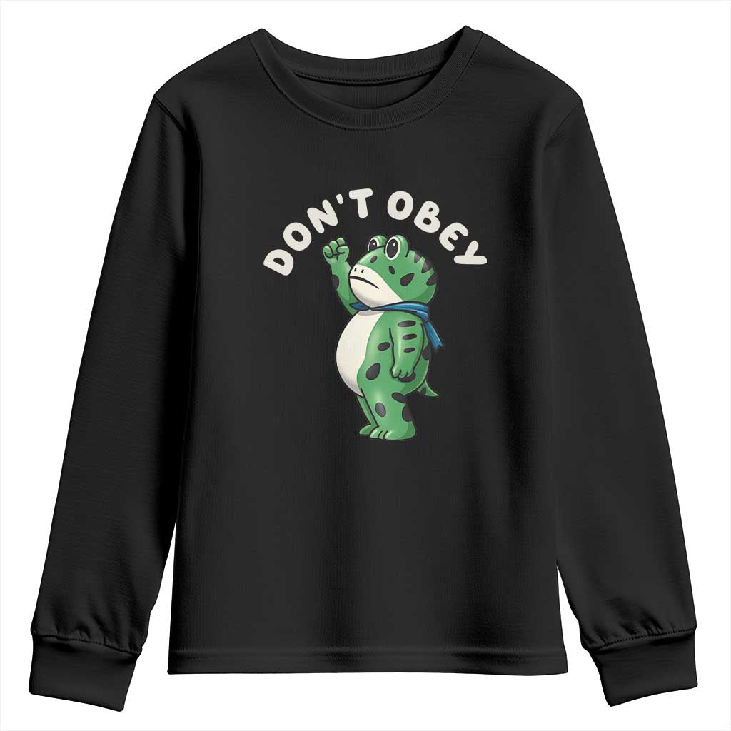 Portland Frog Youth Sweatshirt Don't Obey Inflatable Costume Protest - Print Your Wear
