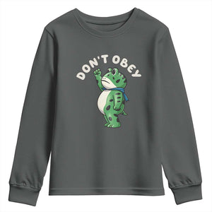 Portland Frog Youth Sweatshirt Don't Obey Inflatable Costume Protest TS10 Dark Heather Print Your Wear