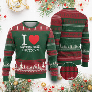 I Love Government Shutdown Ugly Christmas Sweater Libertarian Anarchist TS10 Red Green Print Your Wear