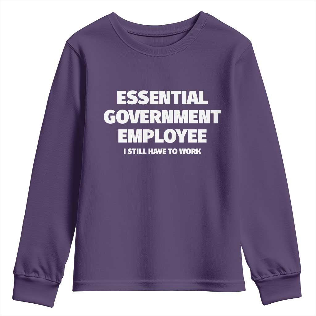 Essential Government Employee Youth Sweatshirt Government Shutdown TS10 Purple Print Your Wear