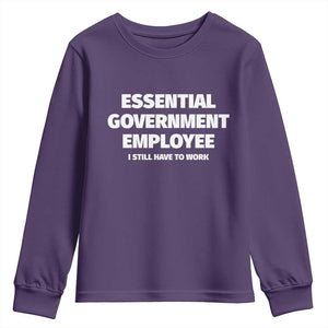 Essential Government Employee Youth Sweatshirt Government Shutdown TS10 Purple Print Your Wear
