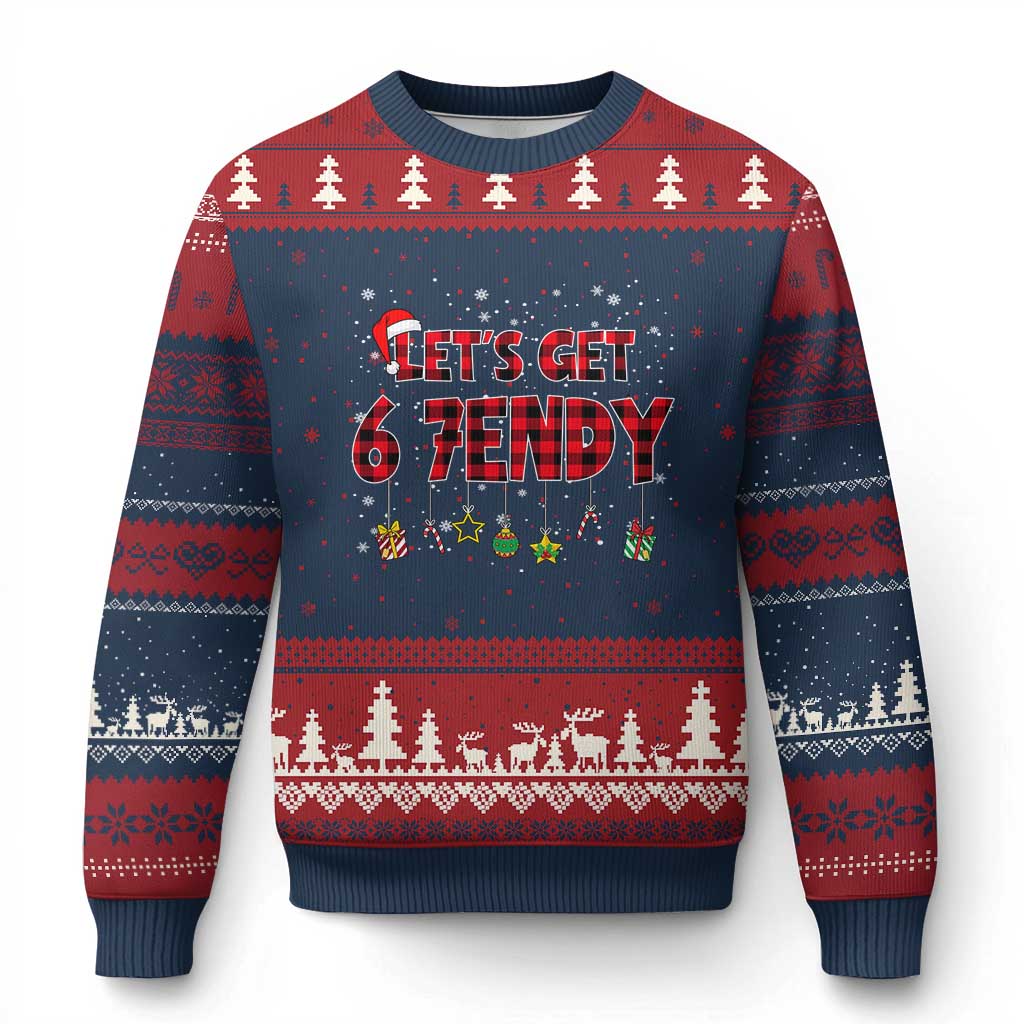 Six Seven Xmas Ugly Christmas Sweater Let's get Sendy 7endy Funny 67 6 7 Meme Gen Alpha Slang TS10 Navy Red Print Your Wear