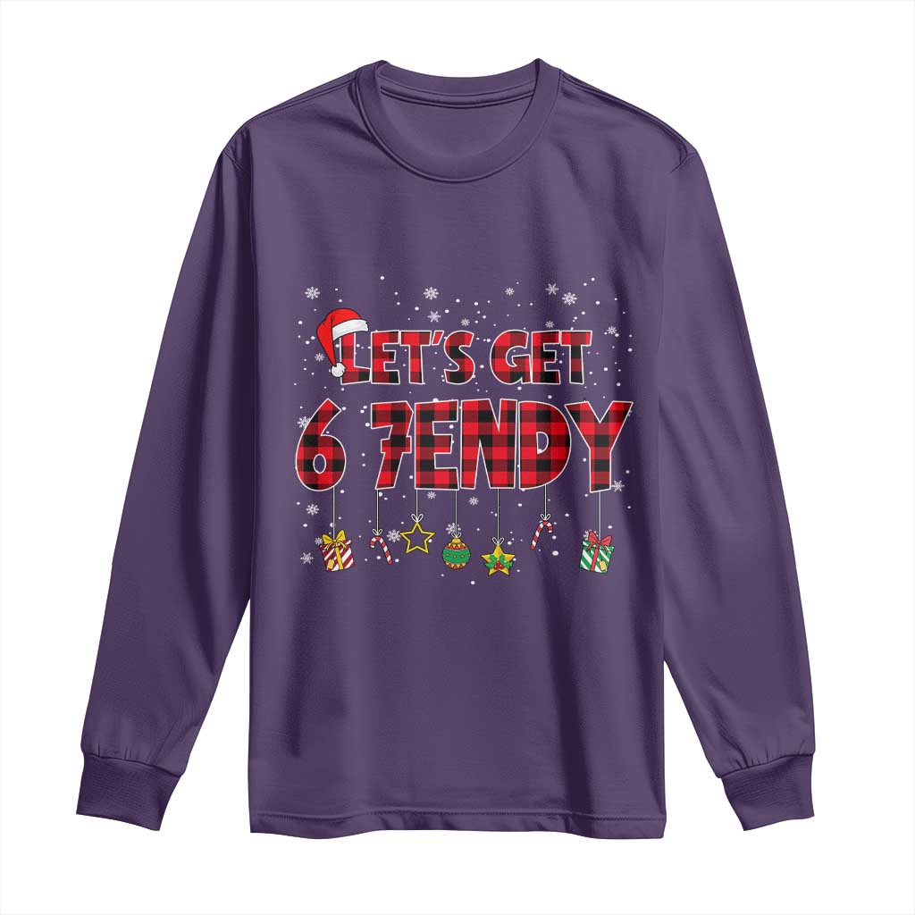 Six Seven Christmas Long Sleeve Shirt Let's get Sendy 7endy Funny 67 6 7 Meme Gen Alpha Slang TS10 Purple Print Your Wear
