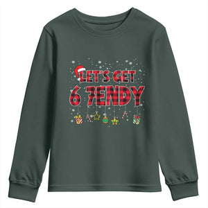 Six Seven Christmas Youth Sweatshirt Let's get Sendy 7endy Funny 67 6 7 Meme Gen Alpha Slang TS10 Dark Forest Green Print Your Wear