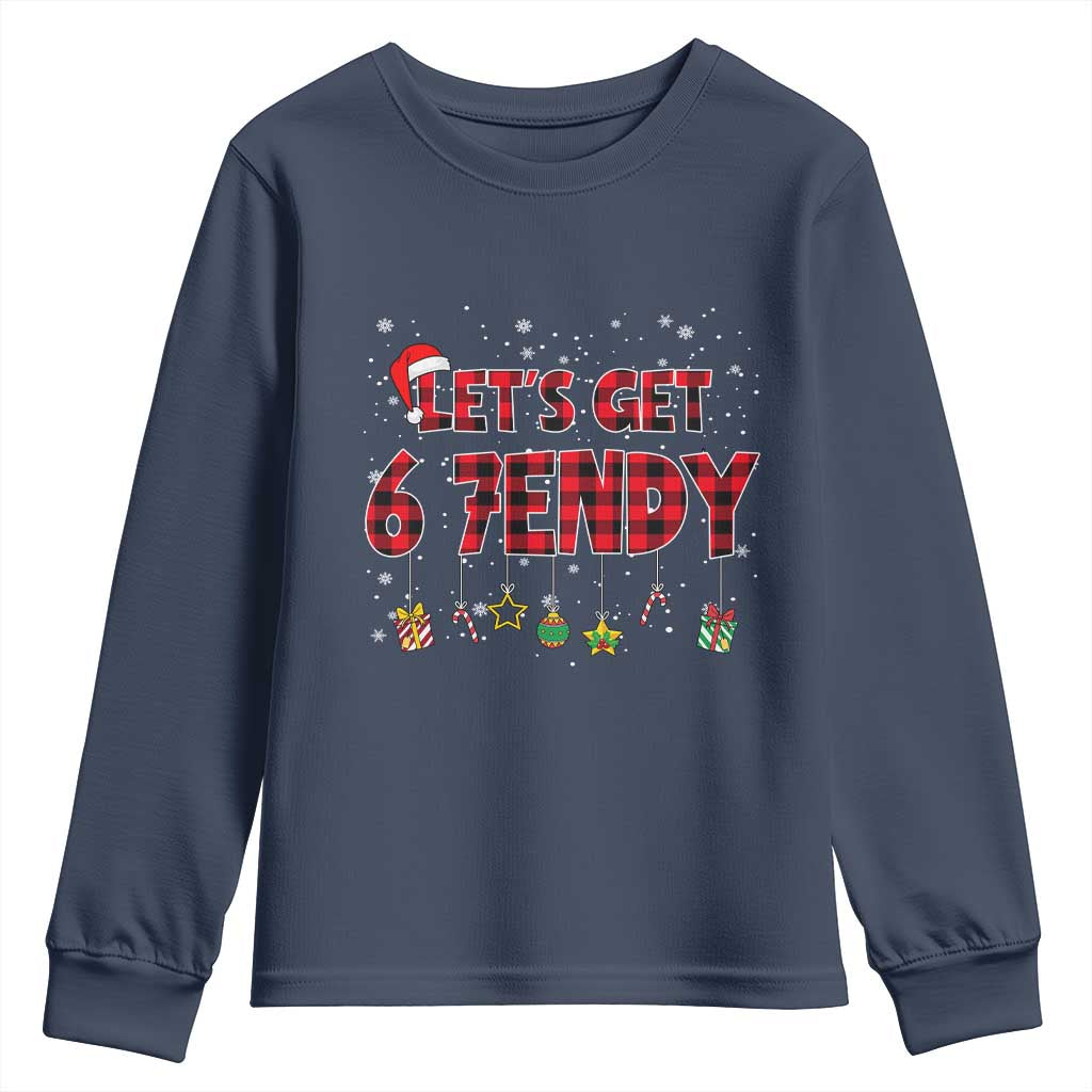 Six Seven Christmas Youth Sweatshirt Let's get Sendy 7endy Funny 67 6 7 Meme Gen Alpha Slang TS10 Navy Print Your Wear