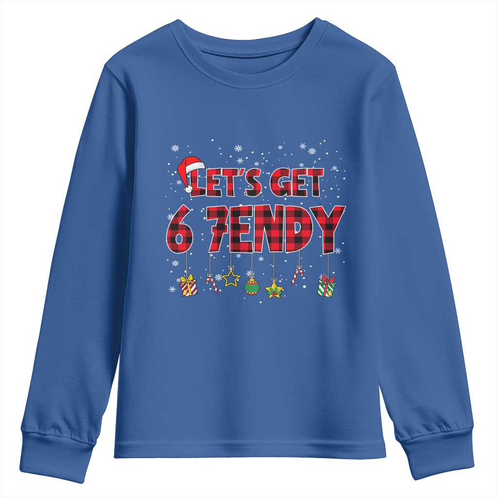 Six Seven Christmas Youth Sweatshirt Let's get Sendy 7endy Funny 67 6 7 Meme Gen Alpha Slang TS10 Royal Blue Print Your Wear
