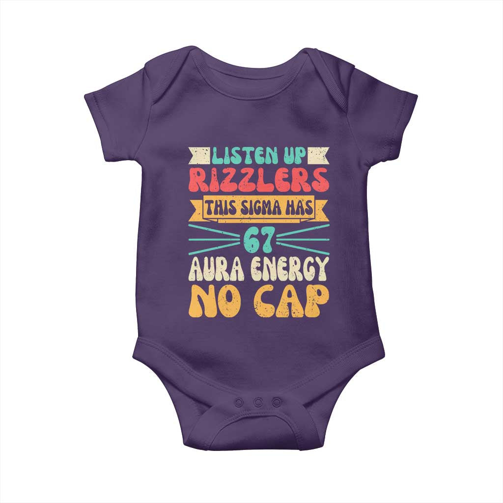Listen Up Rizzlers This Sigma Has 67 Aura Energy Six Seven Baby Onesie TS10 Purple Print Your Wear