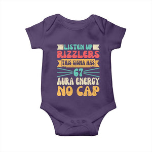 Listen Up Rizzlers This Sigma Has 67 Aura Energy Six Seven Baby Onesie TS10 Purple Print Your Wear