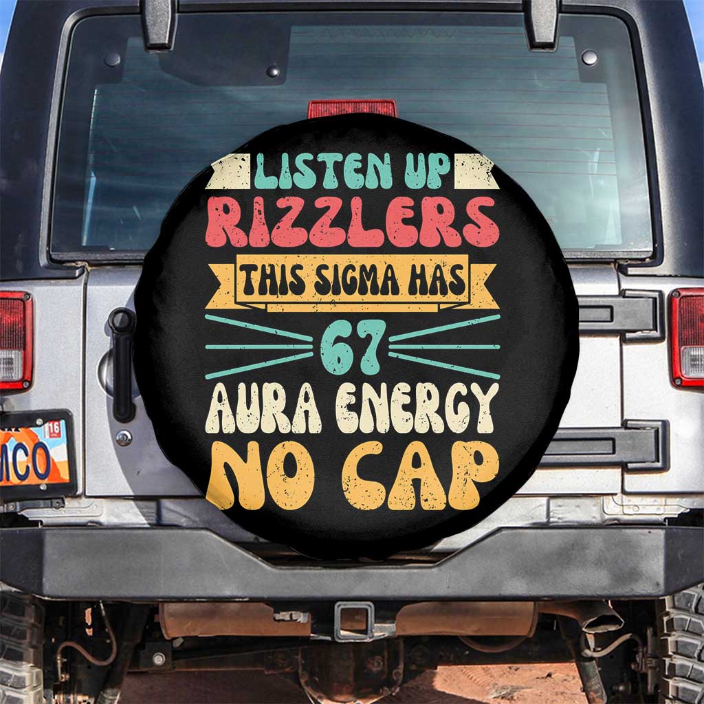 Listen Up Rizzlers This Sigma Has 67 Aura Energy Six Seven Spare Tire Cover TS10 No hole Black Print Your Wear