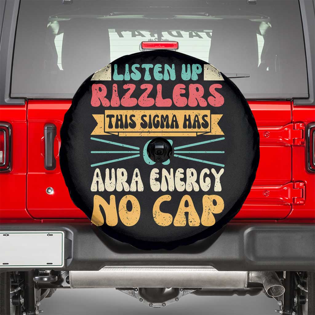 Listen Up Rizzlers This Sigma Has 67 Aura Energy Six Seven Spare Tire Cover TS10 Black Print Your Wear
