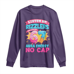 Listen Up Rizzlers This Sigma Has 67 Aura Energy Six Seven Long Sleeve Shirt Baseball Drip Number 67 TS10 Purple Print Your Wear
