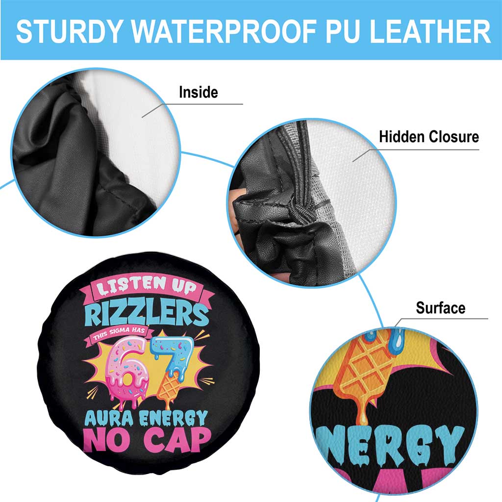 Listen Up Rizzlers This Sigma Has 67 Aura Energy Six Seven Spare Tire Cover Baseball Drip Number 67 TS10 Print Your Wear