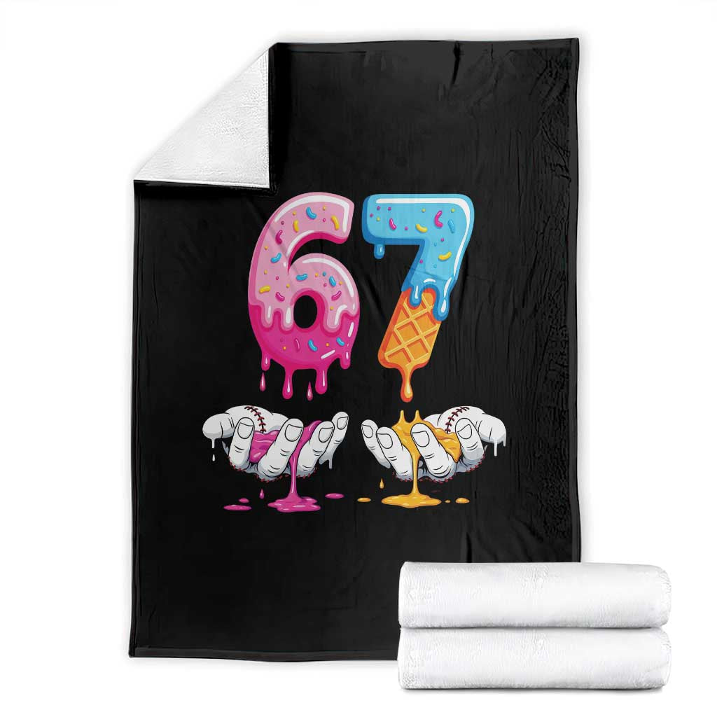 Funny 67 Six Seven Ice Cream Drip Throw Blanket Cool Meme 6 7 Funny Number Couple Matching Costume TS10 Black Print Your Wear