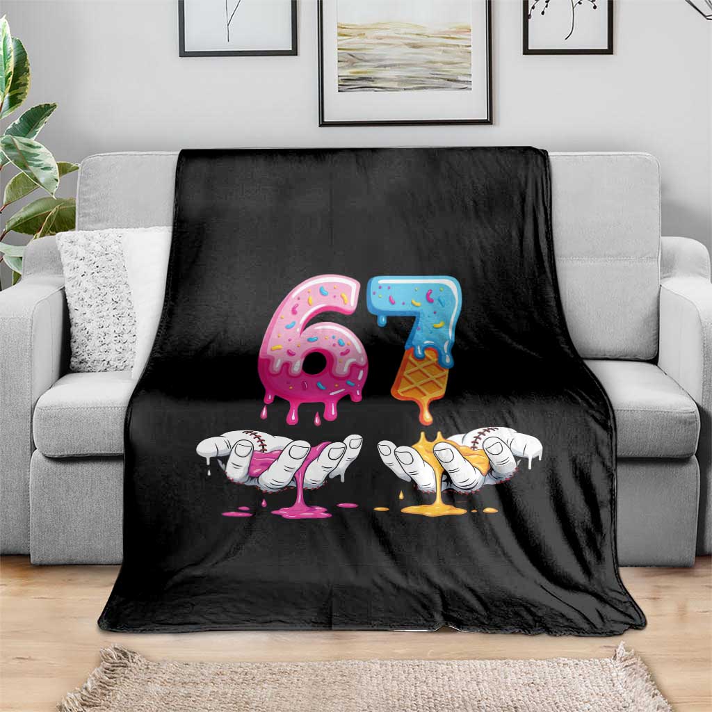 Funny 67 Six Seven Ice Cream Drip Throw Blanket Cool Meme 6 7 Funny Number Couple Matching Costume TS10 Print Your Wear