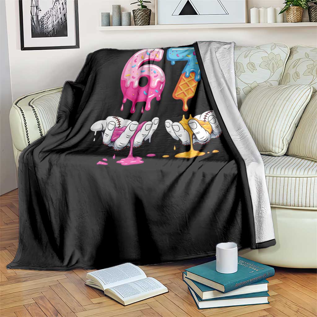 Funny 67 Six Seven Ice Cream Drip Throw Blanket Cool Meme 6 7 Funny Number Couple Matching Costume TS10 Print Your Wear