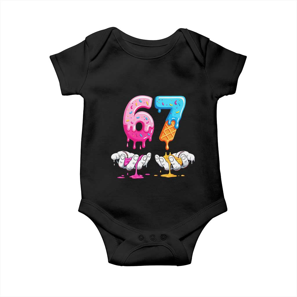Funny 67 Six Seven Ice Cream Drip Baby Onesie Cool Meme 6 7 Funny Number Couple Matching Costume TS10 Black Print Your Wear