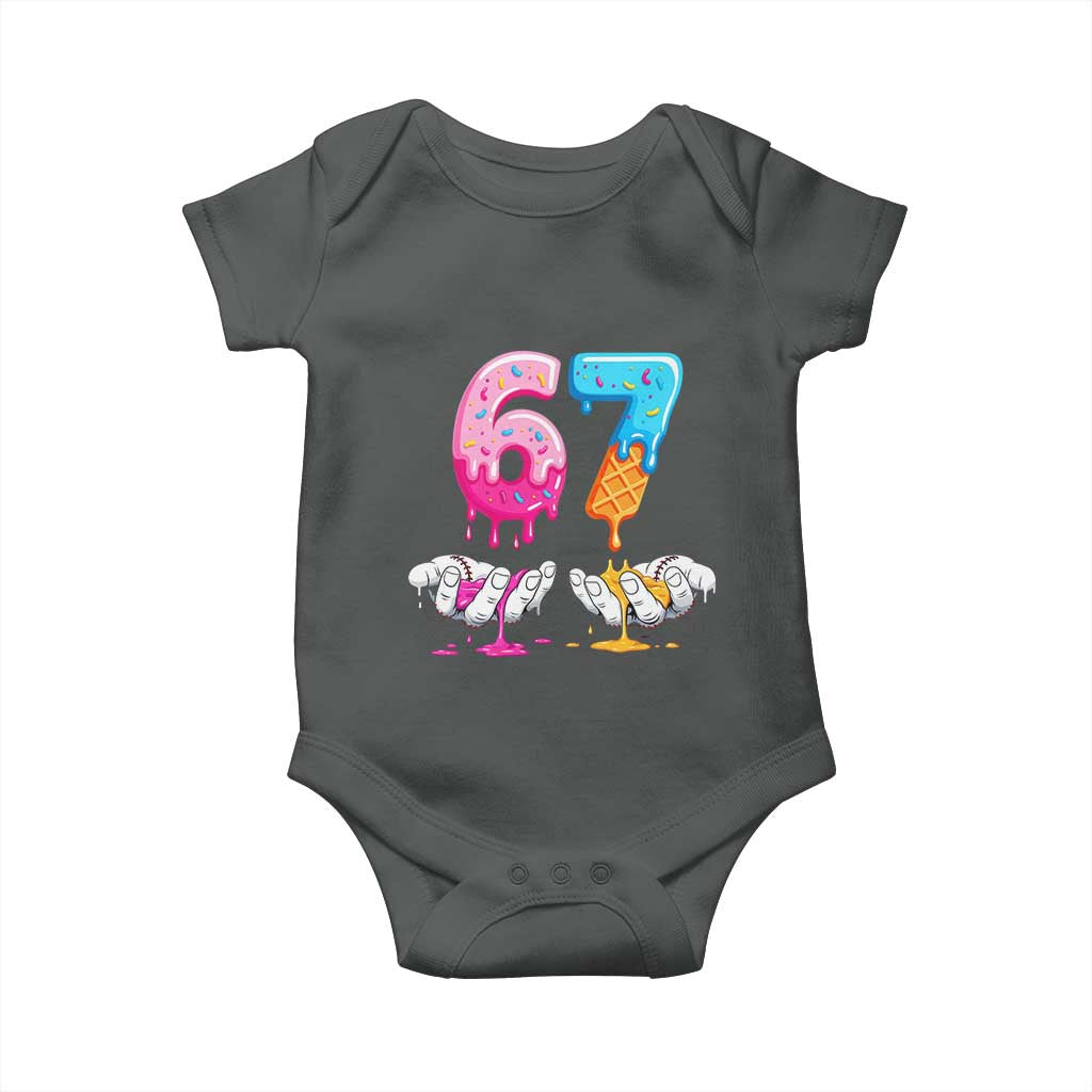 Funny 67 Six Seven Ice Cream Drip Baby Onesie Cool Meme 6 7 Funny Number Couple Matching Costume TS10 Dark Heather Print Your Wear