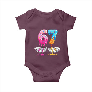 Funny 67 Six Seven Ice Cream Drip Baby Onesie Cool Meme 6 7 Funny Number Couple Matching Costume TS10 Maroon Print Your Wear