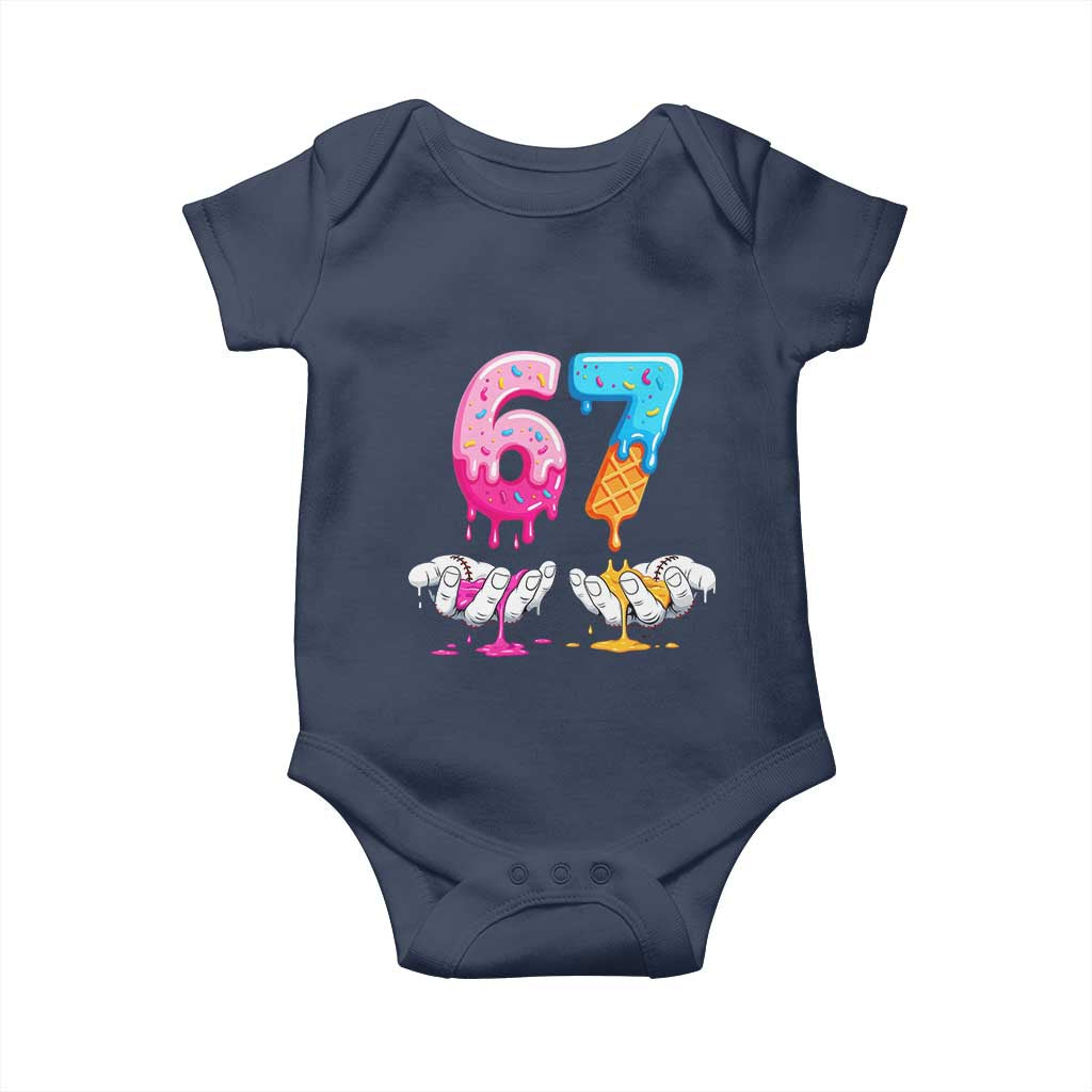 Funny 67 Six Seven Ice Cream Drip Baby Onesie Cool Meme 6 7 Funny Number Couple Matching Costume TS10 Navy Print Your Wear
