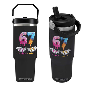 Funny 67 Six Seven Ice Cream Drip Flip Straw Tumbler Cool Meme 6 7 Funny Number Couple Matching Costume TS10 One Size: 30 oz Black Print Your Wear