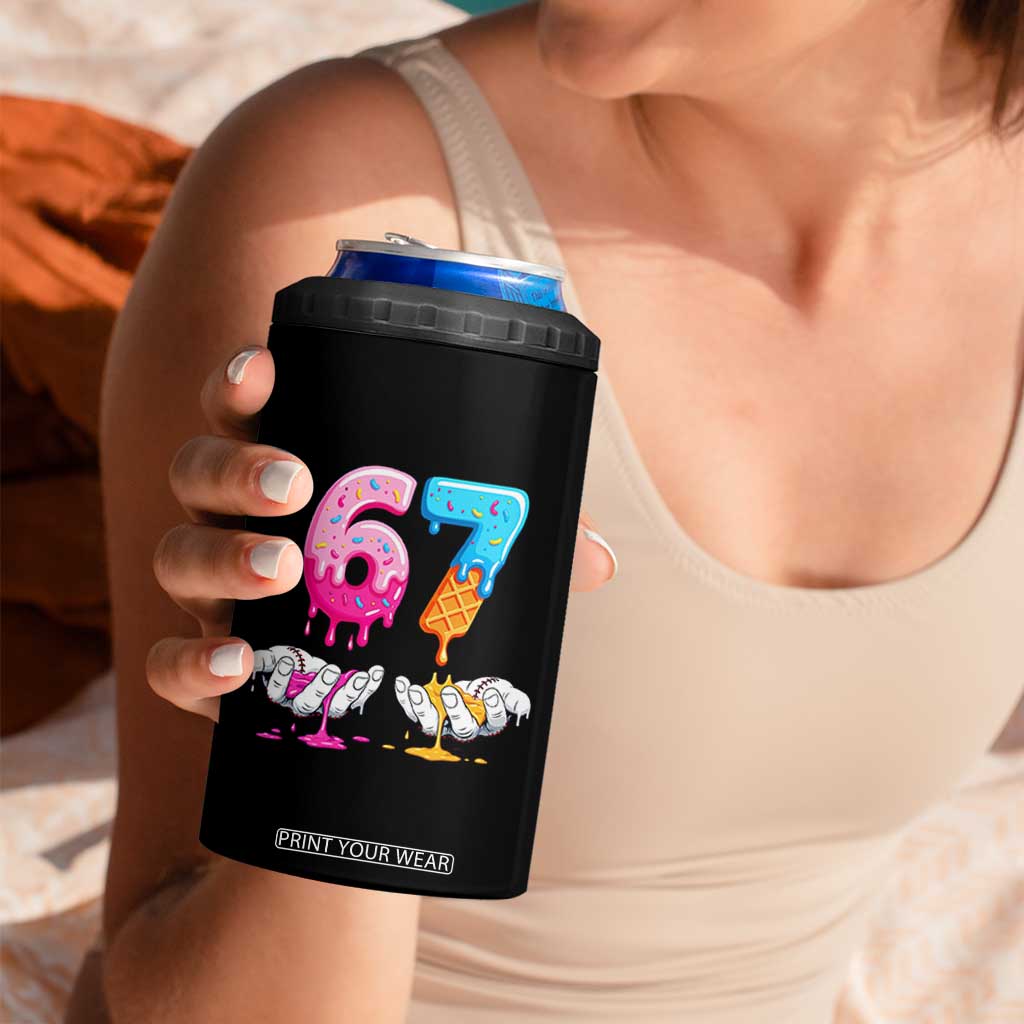 Funny 67 Six Seven Ice Cream Drip 4 in 1 Can Cooler Tumbler Cool Meme 6 7 Funny Number Couple Matching Costume TS10 Print Your Wear