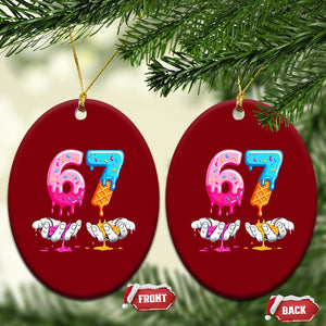 Funny 67 Six Seven Ice Cream Drip Ceramic Ornament Cool Meme 6 7 Funny Number Couple Matching Costume TS10 Print Your Wear