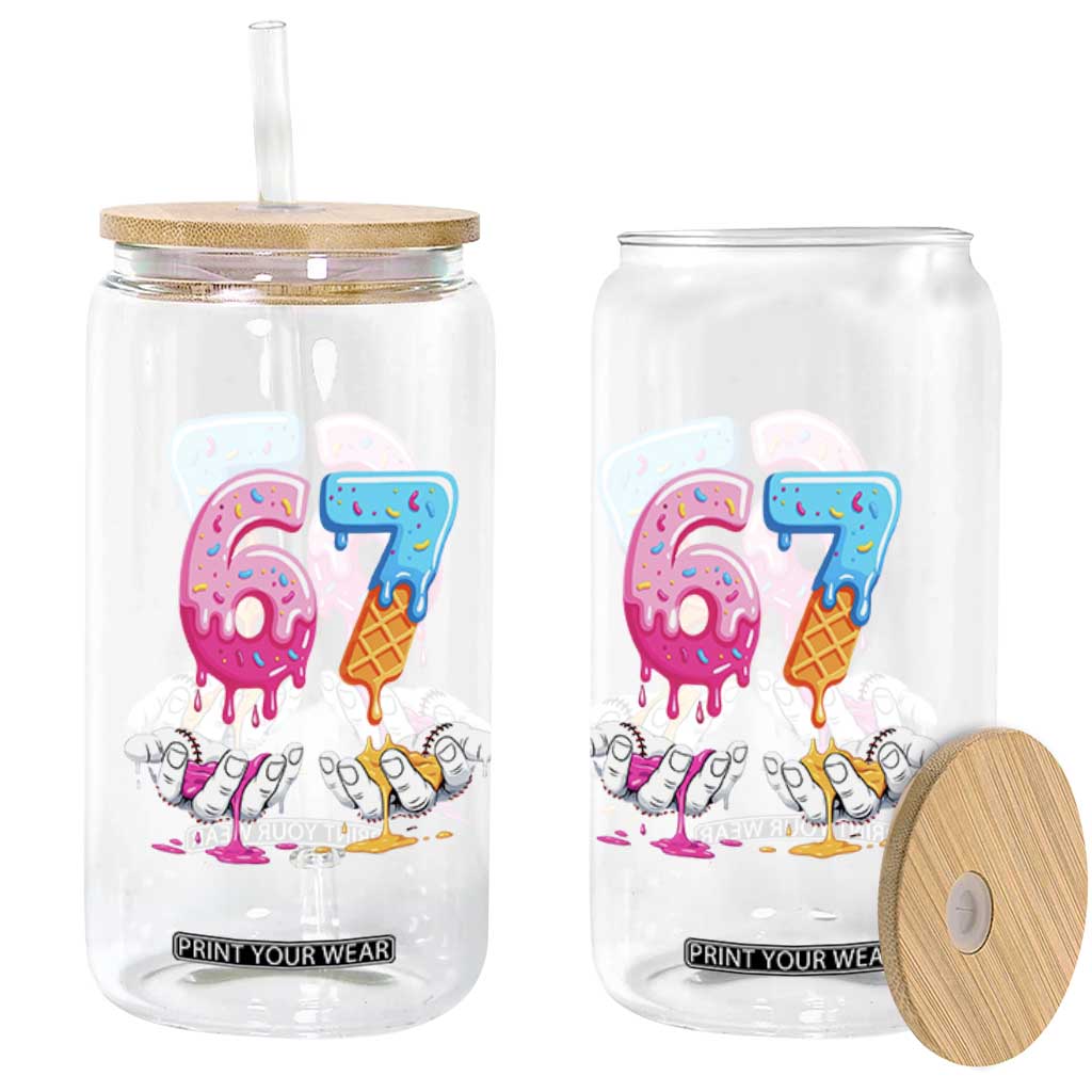 Funny 67 Six Seven Ice Cream Drip Glass Can Cool Meme 6 7 Funny Number Couple Matching Costume TS10 Print Your Wear
