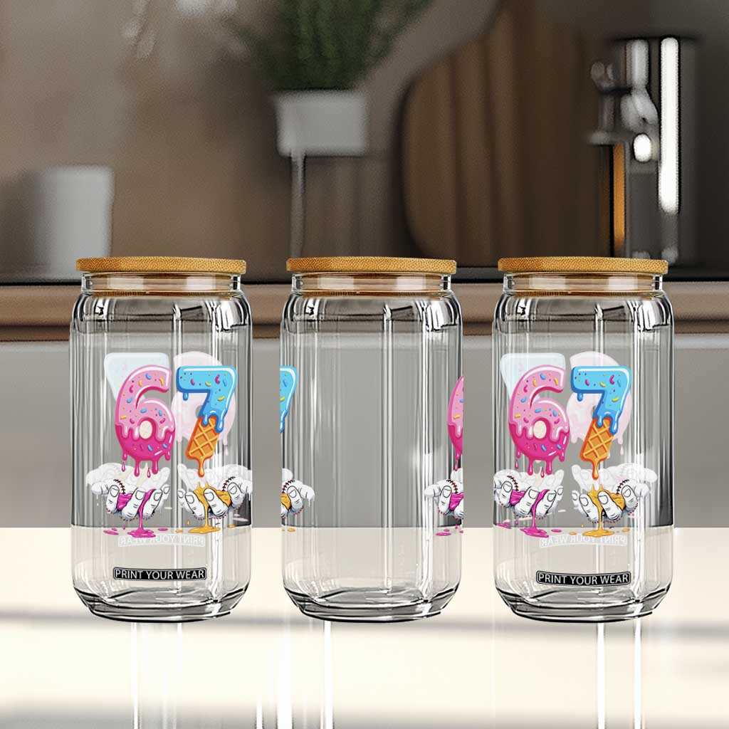 Funny 67 Six Seven Ice Cream Drip Glass Can Cool Meme 6 7 Funny Number Couple Matching Costume TS10 Print Your Wear