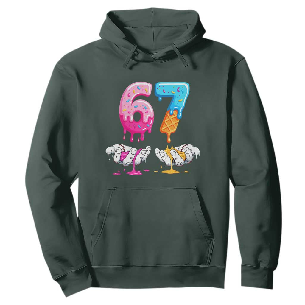 Funny 67 Six Seven Ice Cream Drip Hoodie Cool Meme 6 7 Funny Number Couple Matching Costume TS10 Dark Forest Green Print Your Wear