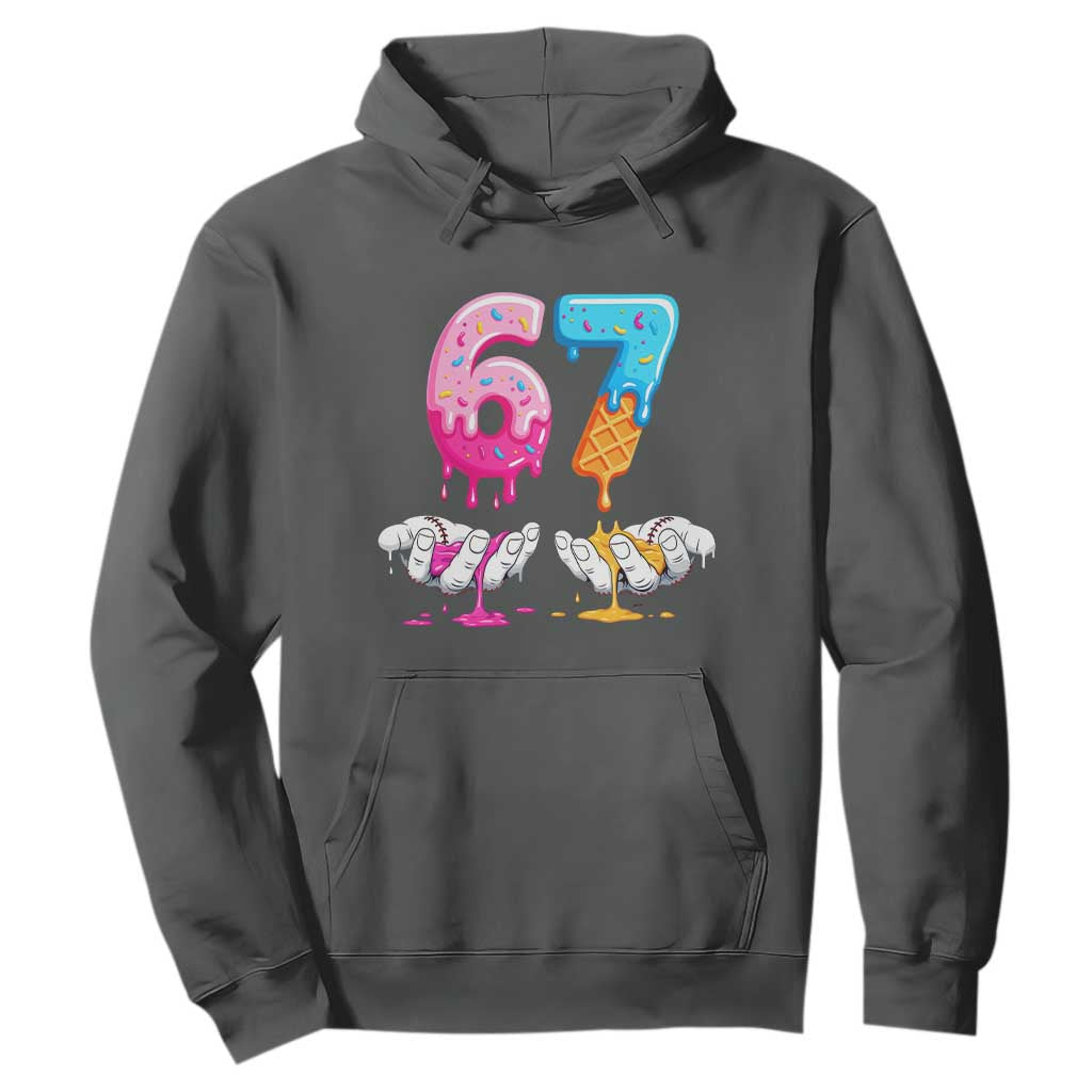 Funny 67 Six Seven Ice Cream Drip Hoodie Cool Meme 6 7 Funny Number Couple Matching Costume TS10 Dark Heather Print Your Wear