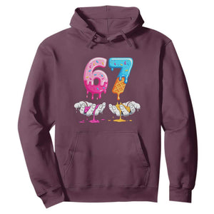 Funny 67 Six Seven Ice Cream Drip Hoodie Cool Meme 6 7 Funny Number Couple Matching Costume TS10 Maroon Print Your Wear