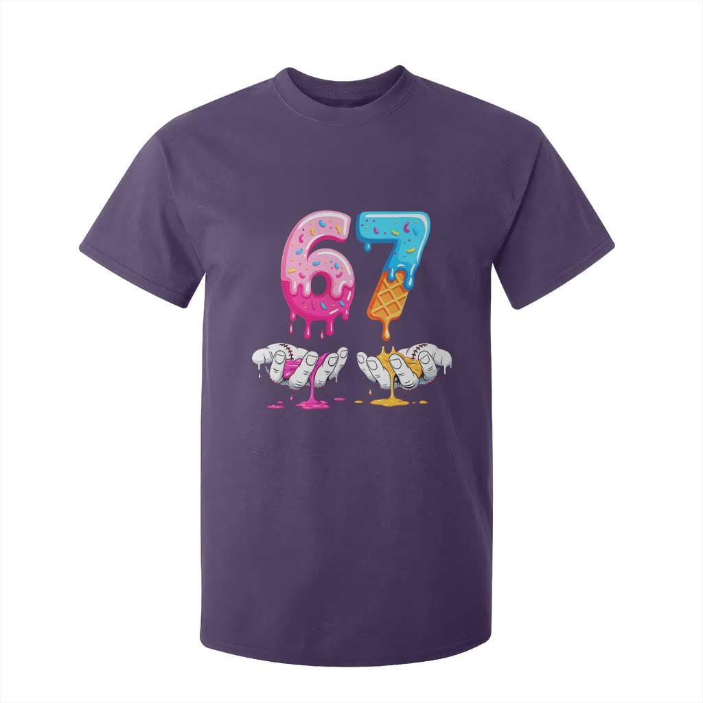Funny 67 Six Seven Ice Cream Drip T Shirt For Kid Cool Meme 6 7 Funny Number Couple Matching Costume TS10 Purple Print Your Wear