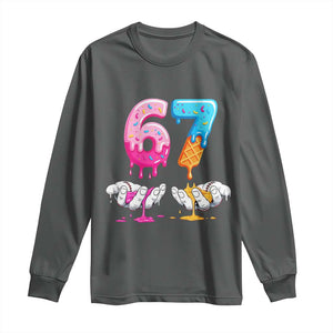 Funny 67 Six Seven Ice Cream Drip Long Sleeve Shirt Cool Meme 6 7 Funny Number Couple Matching Costume TS10 Dark Heather Print Your Wear