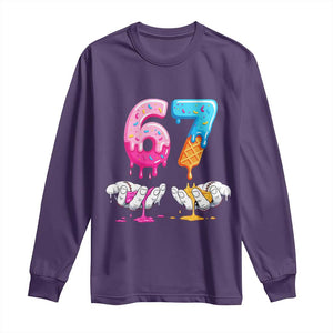 Funny 67 Six Seven Ice Cream Drip Long Sleeve Shirt Cool Meme 6 7 Funny Number Couple Matching Costume TS10 Purple Print Your Wear