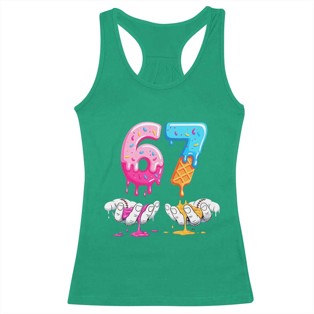Funny 67 Six Seven Ice Cream Drip Racerback Tank Top Cool Meme 6 7 Funny Number Couple Matching Costume TS10 Irish Green Print Your Wear