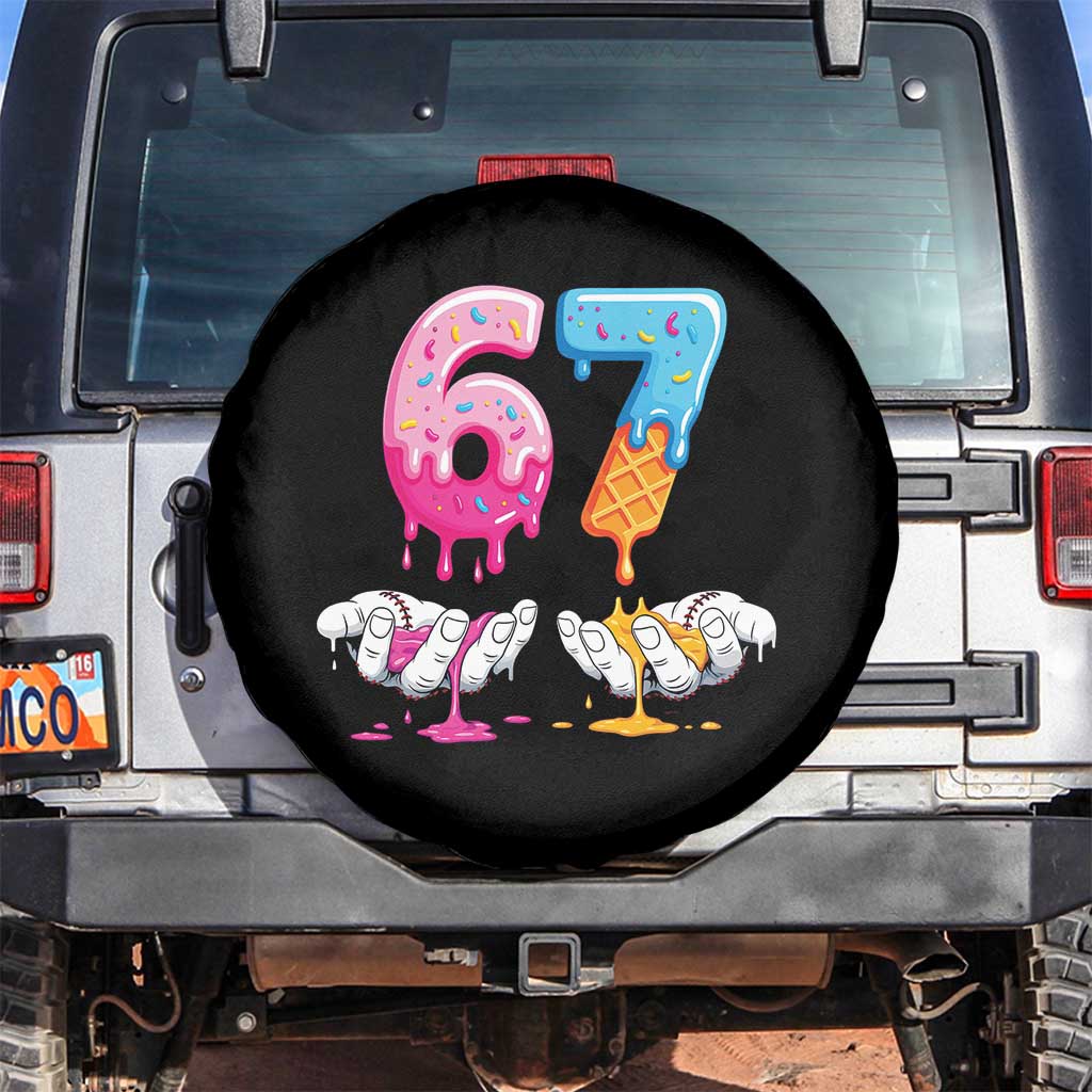 Funny 67 Six Seven Ice Cream Drip Spare Tire Cover Cool Meme 6 7 Funny Number Couple Matching Costume TS10 No hole Black Print Your Wear