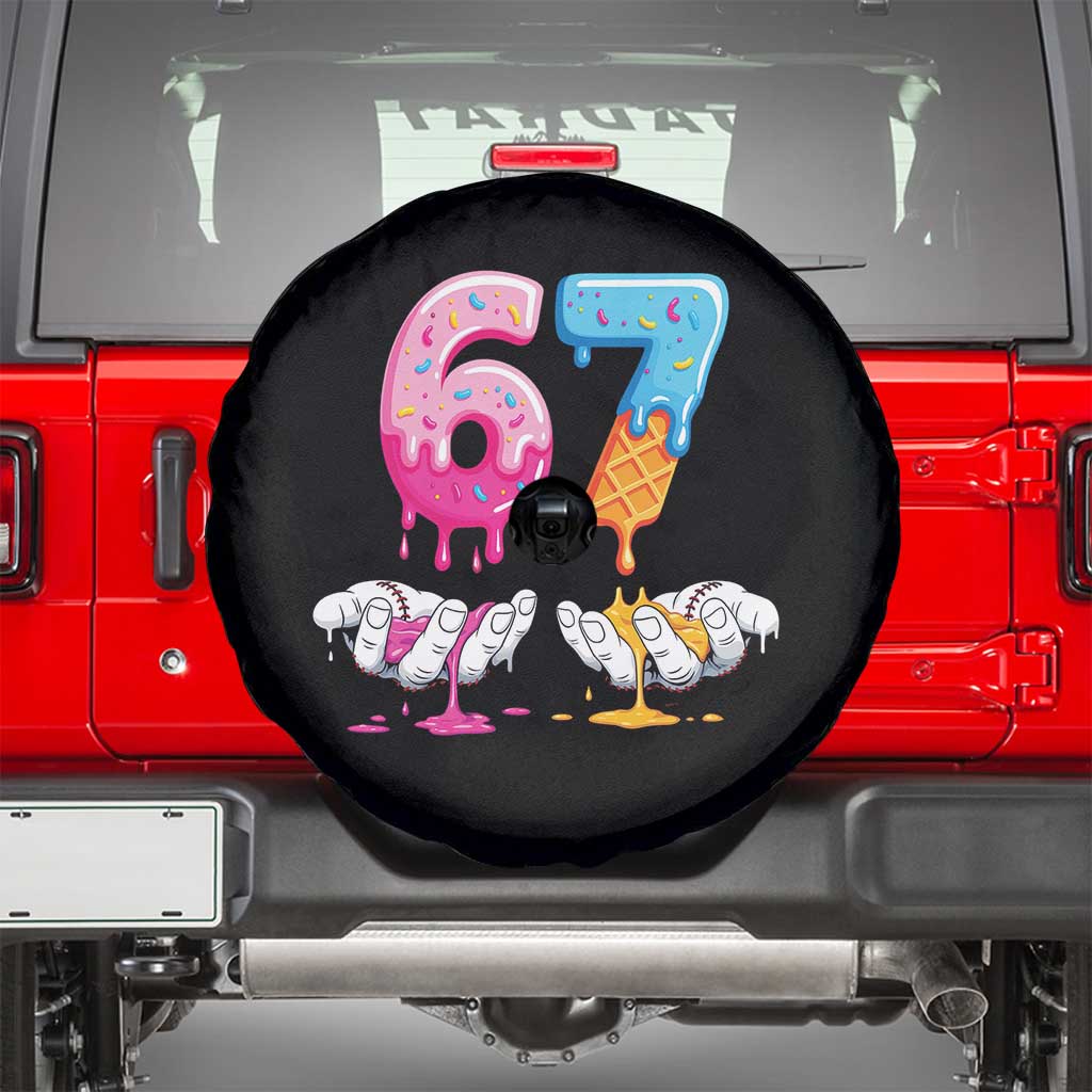 Funny 67 Six Seven Ice Cream Drip Spare Tire Cover Cool Meme 6 7 Funny Number Couple Matching Costume TS10 Black Print Your Wear